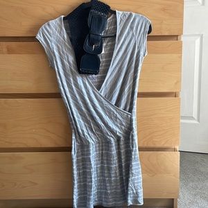 Grey and white striped dress